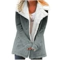 thumbnail image 2 of Nnhblu Winter Fashion Womens Coats Fleece Fall Jacket for Woman Button Down Gray Hooded Keep Warm Fall Shop Gifts Outerwear with Pockets, 2 of 5