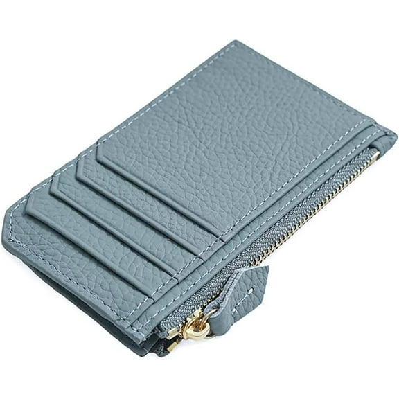 MMYGU Small Wallet for Women Minimalist Pebbled Leather Card Holder Slim RFID Blocking Keychain Wallet with Zipper Pocket