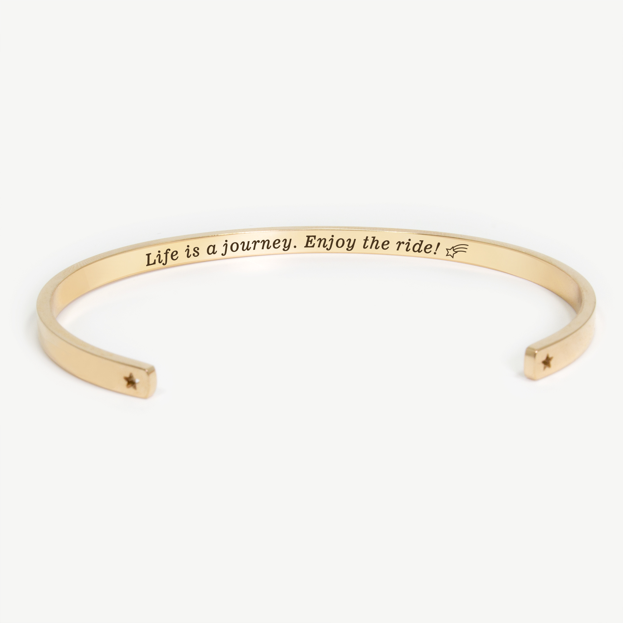 "Life is a journey…" Rose Gold Stainless Steel Graduation Theme Hidden Message Gift for Her Cuff Bracelet with Gift Set