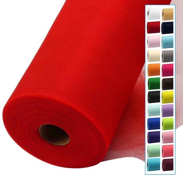 Rollo de poliéster de tul rojo IONTACH, 137 cm x 37 m