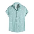 thumbnail image 1 of Camisa casual de manga corta con botones y solapa con estampado delgado para hombre Pompotops  oipoqjl43394, 1 of 9
