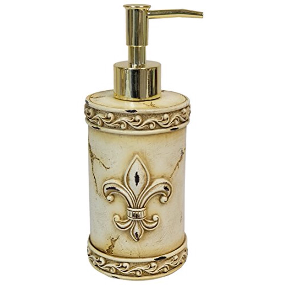 LL Home 13303 Fleur De Lis Beige Soap Dispenser