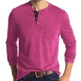 thumbnail image 5 of Henley Shirts for Men Casual Shirts Button Down Long Sleeve Solid Dress Shirt Beach Vacation Shirts Hot Pink XL, 5 of 5