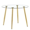 thumbnail image 5 of Tcbosik Round Glass Dining Table, 40 inch Kitchen Dinner Table with Metal Legs, Circle Leisure Coffee Table for Living Room, Gold, 5 of 8