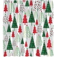 thumbnail image 2 of Christmas Shower Curtain Red Green Xmas Tree Star Polka Dots Cartoon Modern Geometric Pine Fir Simple Winter Holiday Happy New Year Bath Curtain with Hook, 2 of 6