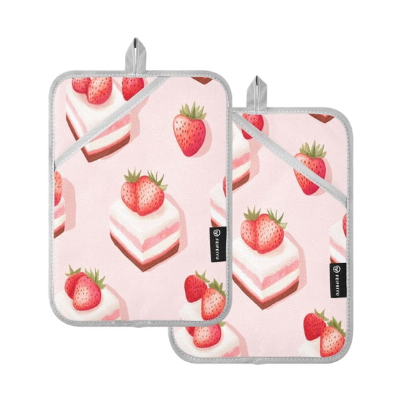 BZSMCE Pot Holder Oven Mitts Cooking baking Strawberry Dessert Creative Pattern Size:7x9.8in