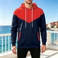 thumbnail image 2 of Qgtaibl Mens Hooded Pullover Casual Color Block Drawstring Hoodie with Pockets Soft Loose Fit Streetwear Long Sleeve Sweatshirt Red M, 2 of 5