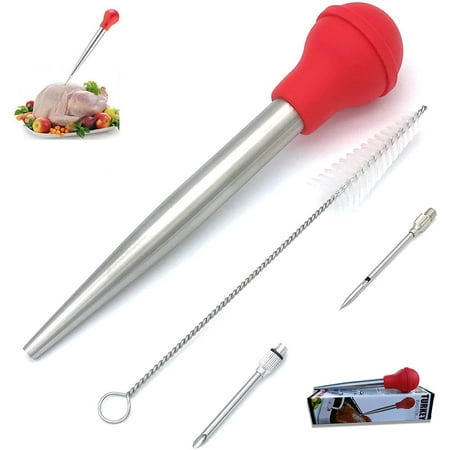 

Turkey Baster Baster Syringe for Cooking Stainless Steel baster with Cleaning Brush and Marinade Needles Red