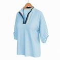 thumbnail image 4 of Women Oversized Striped Crewneck Sweatshirt 3/4 Sleeve Color Block Pullover Tops Puff Sleeve Casual Summer Blouse Workout Shirt, 4 of 6