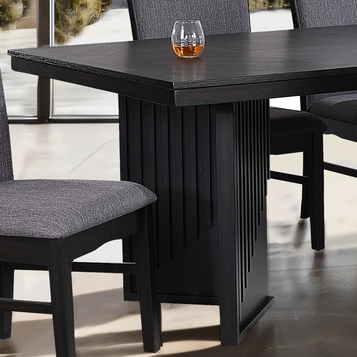 Furniture of America Bramble Extendable Solid Wood 95-inch Dining Table, Black