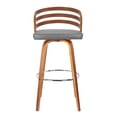 thumbnail image 3 of 30â€ Gray Modern Faux Leather & Walnut Wood Swivel Bar Stool, 3 of 3