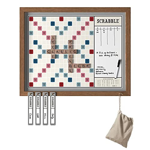 Édition Murale Scrabble Deluxe Vintage 2-en-1 avec Panneau de Message d'Effacement à Sec