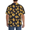 thumbnail image 3 of Sikiie Royal Blue Plaid Sunflower Men's Wrinkle Free Untucked Cuban Shirt Business Casual Button Down Shirts Short Sleeve ShirtMedium, 3 of 5