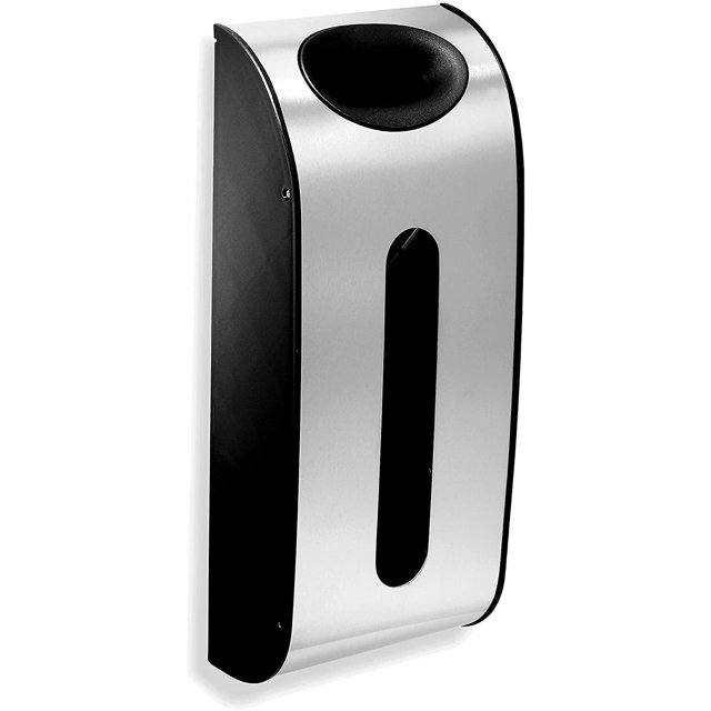 Dispensador de bolsas de supermercado de pared, acero inoxidable 1 pieza-negro