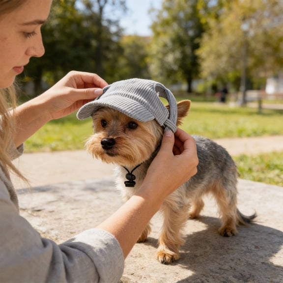 Fmbmuo Pet Sun Hat S Size Adjustable Sun Breathable Protection Cap for Small Outdoor Visor Lightweight Dogs Cats