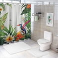 thumbnail image 7 of Orinice  Tropical Shower Curtain, Growth Rainforest of Hawaii with Frangipani Philodendron Birds of Paradise, Cloth Fabric Bathroom Decor Set with Hooks,  69x72, 7 of 7