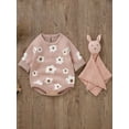 thumbnail image 5 of Bagilaanoe Newborn Baby Girls Knitted Romper Sweater Long Sleeve Bodysuits Flower Print Pullover 1M 3M 6M 9M 12M 18M Infant Warm Jumpers Tops Fall Loose Knitwear, 5 of 8