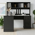 thumbnail image 2 of GZXS Large L-Shaped Office Desk with Storage Hutch and 2 Drawers, 59" Corner Computer Desk with Open Shelves for Home, Study, Work, Gaming, Black, 2 of 8