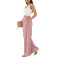 thumbnail image 4 of YIFUNIN Women's High Waisted Wide Leg Pants, Loose Straight Leg Flowy Trousers for Office Commute, Versatile Professional Casual Wear,Pink 2XL, 4 of 6
