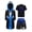 Black&Blue, variant on YiZYiF Kids Boys Boxing Kickboxing Fighter Outfits Long Satin Hooded Cloak Athletic Shirt Boxer Shorts Black&Silver 6