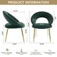 thumbnail image 6 of CQSXDA Velvet Fabric Dining Chair Set With Curved Backrest and Gold Metal Legs for Kitchen or Dining Room, 6 of 9