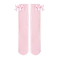 thumbnail image 4 of Girls Bow Knee High Socks Vertical Ribbed Cotton Long Stockings Soft Stretchy School Uniform Socks for Kids Daily Wear Party Dressy Outfits(3-8 Years,Pink), 4 of 4