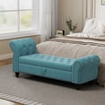 thumbnail image 6 of Modern Velvet Upholstered End of Bed Bench, Button Tufted Chaise Lounge Storage Ottoman with Backrest and Armrest for Bedroom Living Room, 6 of 11