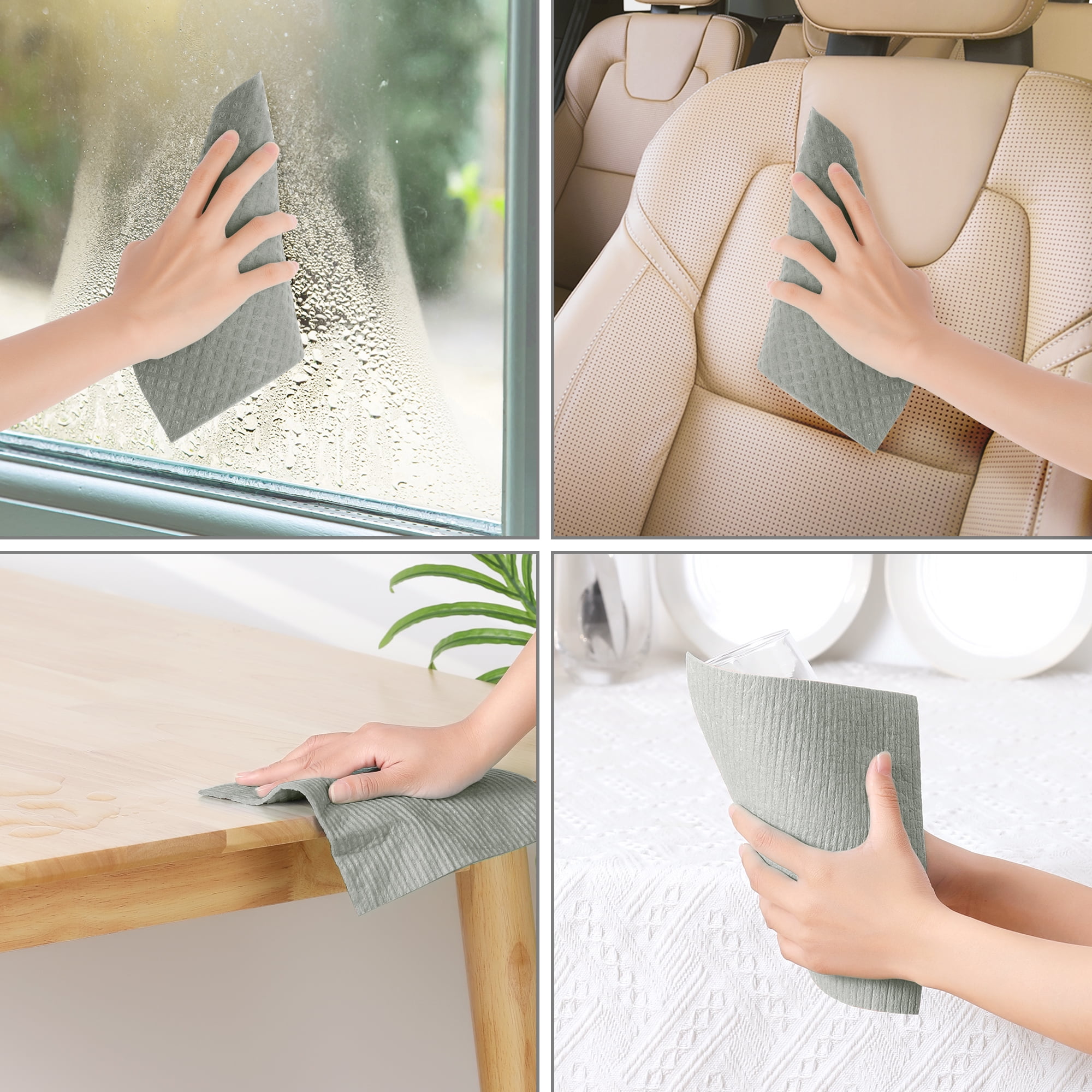 Unique Bargains Reusable Absorbent Sponge Dish Cloths Kitchen Towels Lint Free 7" x 8" Grey 5pk