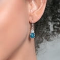 thumbnail image 3 of Gem Stone King 5.60 Cttw London Blue Topaz and White Zirconia Dangle Earrings for Women | 925 Sterling Silver | Gemstone November Birthstone | Oval 10X8MM and Trillion 5MM, 3 of 5