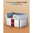 Enclosed Stainless Steel Cat Litter Box With Lid,XL Etal Litter Box With High Side,Extra Large