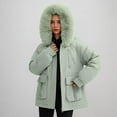 thumbnail image 7 of TFEOQRY Women's Parkas Padded Coats Solid Color Pocket Zipper Thermal Hodded Coat Tops Olive Green, 7 of 7