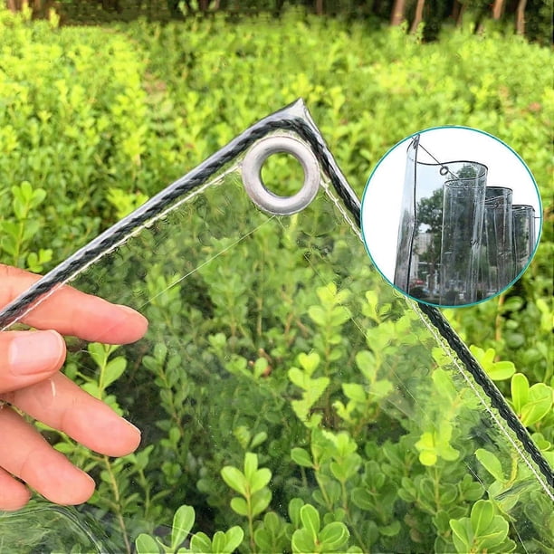 Industrial Tarpaulin Transparent Tarpaulin with Grommets, Thickened Waterproof Plastic Clear Tarpaulin (Color:0.3mm,Size:2.42m)