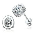 thumbnail image 1 of Pendientes de Botón Inicial PROSTEEL Plata Esterlina Mujer Letra O Circonita Cúbica, 1 of 8