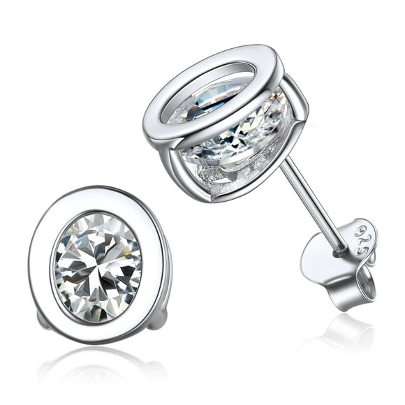 Pendientes de Botón Inicial PROSTEEL Plata Esterlina Mujer Letra O Circonita Cúbica