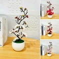 thumbnail image 3 of Dreamhall Artificial Plum Blossom Potted Plant In Pot Fake Home Office Table Ornaments Rose Red, 3 of 7