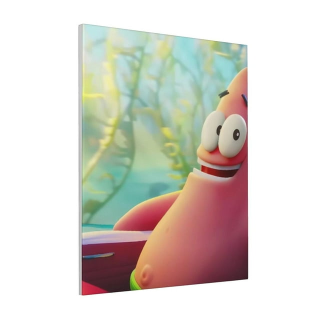 Zufioo SpongeBob SquarePants Pattern Canvas Decorative Hanging Painting, Waterproof Hanging Painting with Anti-shrinkage Frame, Personalized Home Decoration