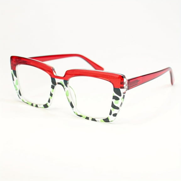 1 Pair Women's Retro Square Reading Glasses - Color-Block PC Frame with Spring Hinges, 1.50 Strength Presbyopic Readers, Fashionable & Comfortable for Daily Use, Reading Accessories