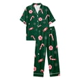 thumbnail image 6 of JAJAHO Women's Christmas Pajamas Candy Cane Print Button Down Short Sleeve 2 Piece Loungewear Sets With Pants, 6 of 7