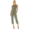 Splendid Women's Sleeveless Button Front Jumpsuit, Vintage Moss, X-Small