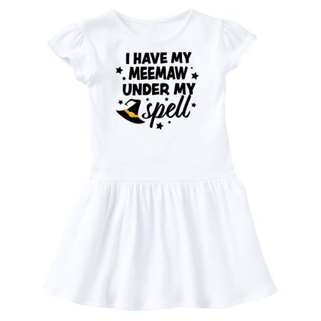 

Inktastic I Have My Meemaw Under My Spell with Cute Witch Hat Gift Toddler Girl Dress