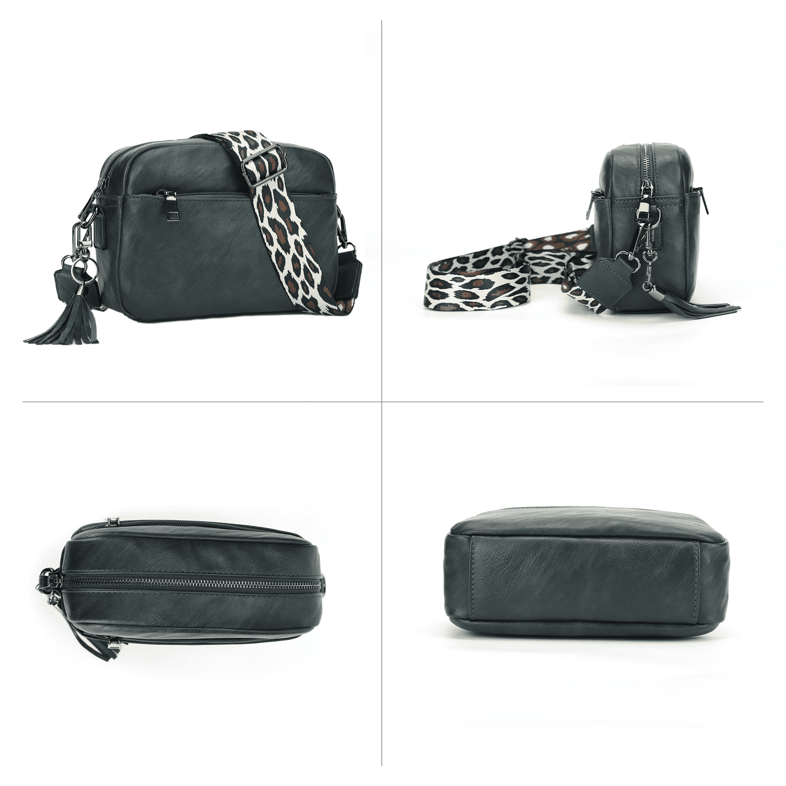 KL928 Leather Crossbody Bag for Women Ladies Wide Strap Shoulder Bag Small Purses and Handbags(Breen)