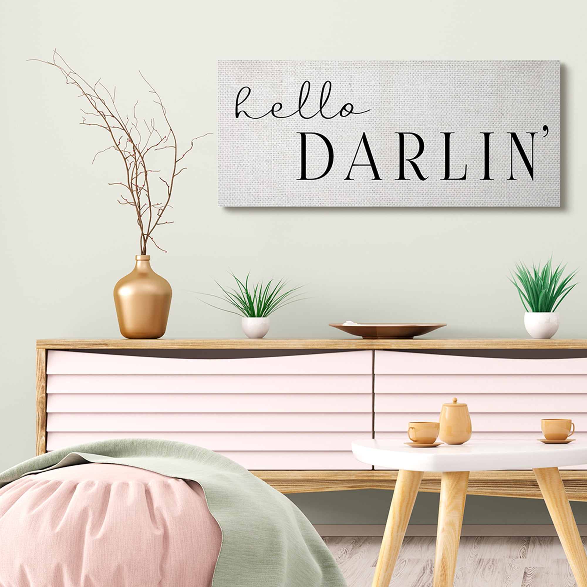 Hello Darlin' Phrase Charming Southern Typography 40 in x 17 in Drawing Canvas Art Print, by Stupell Home Décor