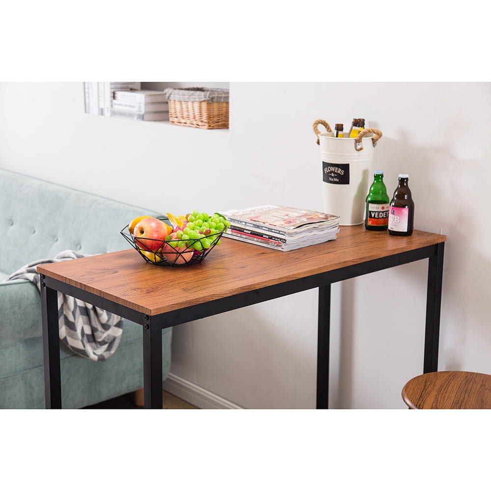 Kepooman Wood Grain Bar Table and Round Bar Stool, Light Brown (One Table And Two Stools) Kepooman Wood Grain Bar Table and Round Bar Stool, Light Brown (One Table And Two Stools)