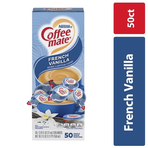 Liquid Coffee Creamer, French Vanilla, 0.38 Oz Mini Cups, 50/box | Bundle of 5