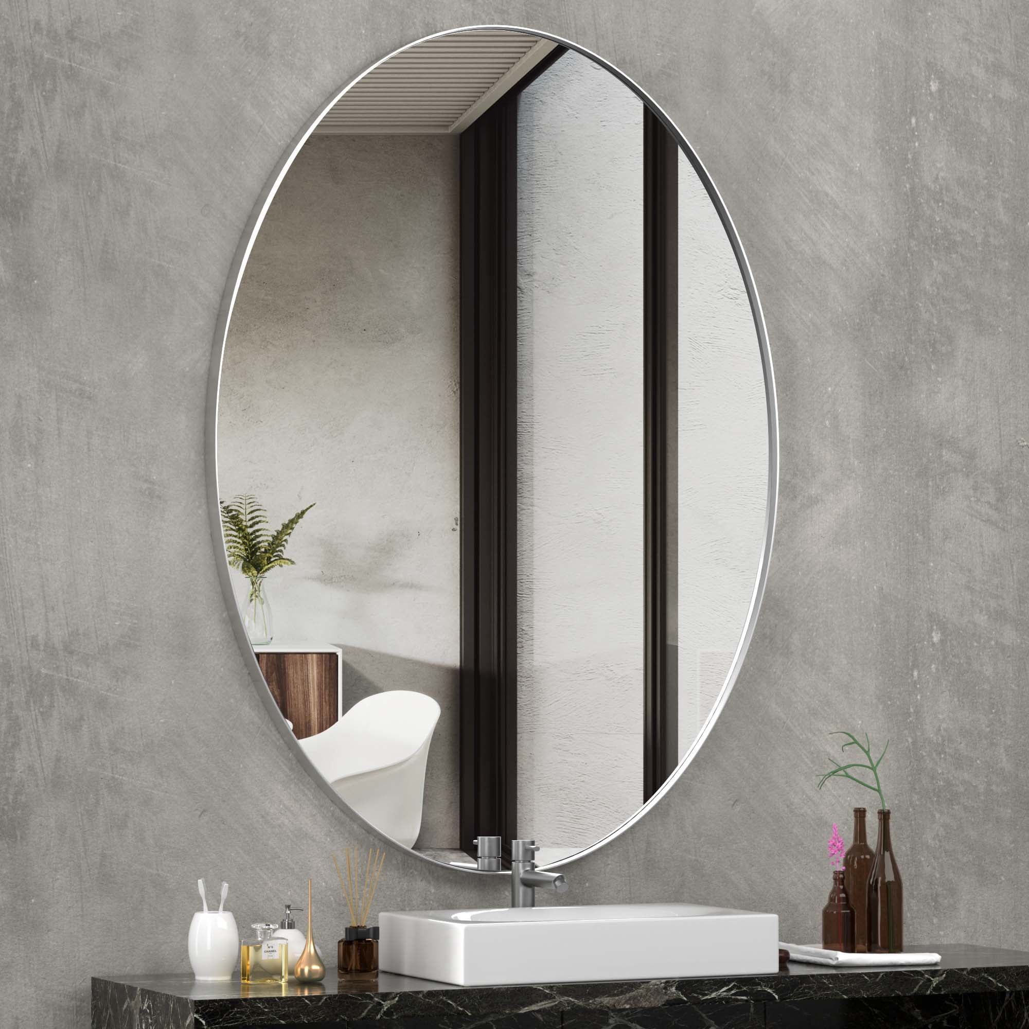 Clavie 24X36 Oval Metal Frame Mirror Bathroom Mirror Wall Mirror