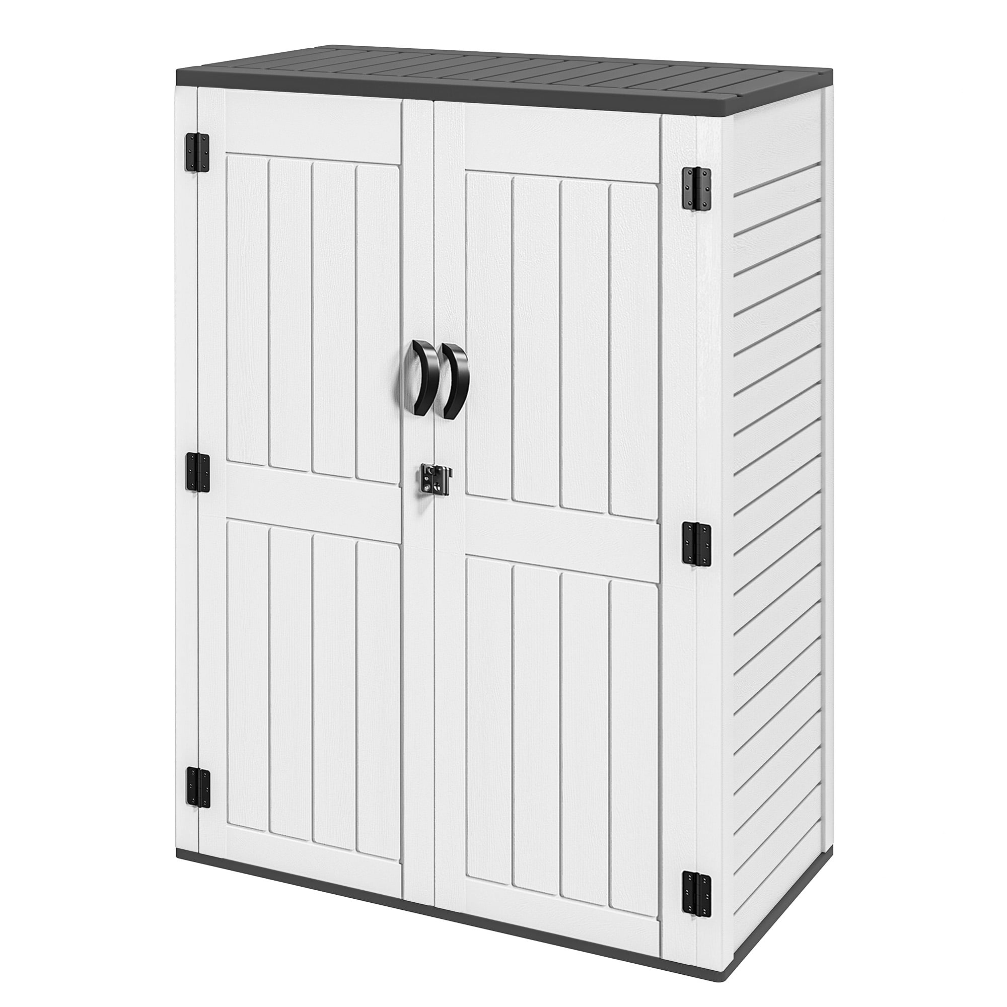 Dextrus Tall Outdoor Storage Shed, Vertical Lockable Tool Storage Resin Shed for Garden, Garage, Patio, No Shelves Included, Off-White