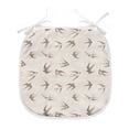 thumbnail image 1 of Birds Dining Chair Pad, Flying Bird Swallow Vintage Design Illustration Springtime Wildlife Classic Art, Water Resistant Pillow with Straps for Kitchen Seats, 2 Pieces Set, Beige Brown, by Ambesonne, 1 of 5