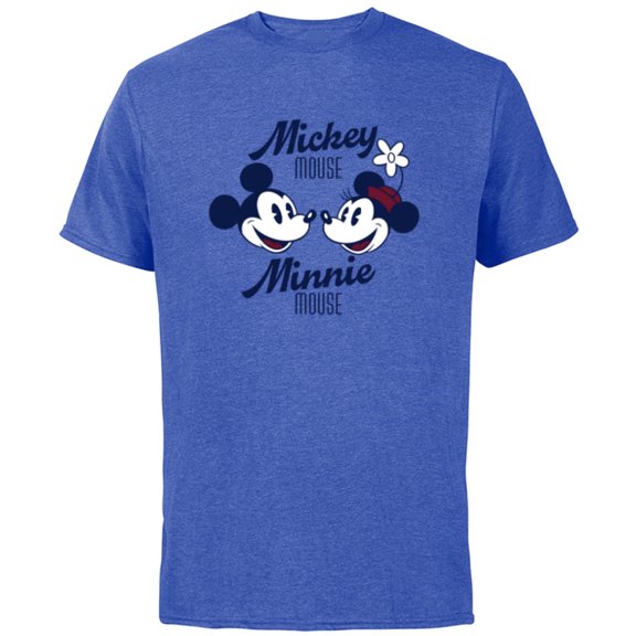 Disney Mickey Mouse and Minnie Mouse Together Retro Vintage - Short Sleeve Cotton T-Shirt for Adults - Customized-Royal Heather