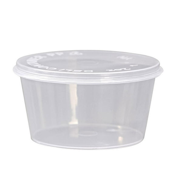 [4 oz.-50] Count Clear Disposable Plastic Portion Cups with Lids - Soufflé Cups, Jello Shot Cups With Lids, Clear Plastic Containers Perfect for salad Dressing and More