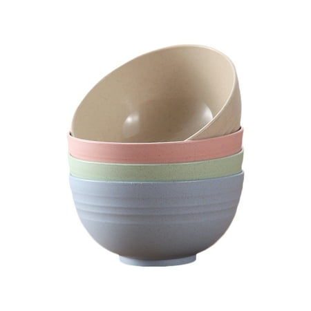 

4PCS Wheat Straw and PP Rice Soup Bowl Simple Instant Noodles Vegetable Salad Bowl Set
